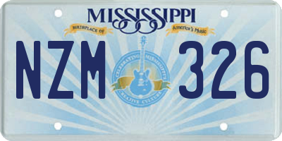 MS license plate NZM326