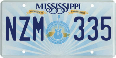 MS license plate NZM335