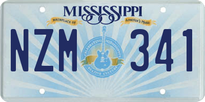 MS license plate NZM341