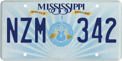 MS license plate NZM342