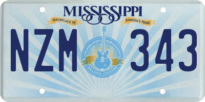 MS license plate NZM343