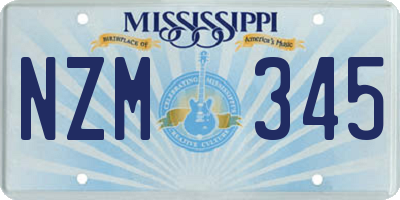 MS license plate NZM345