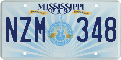MS license plate NZM348