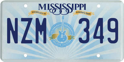 MS license plate NZM349