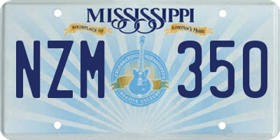 MS license plate NZM350
