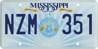MS license plate NZM351
