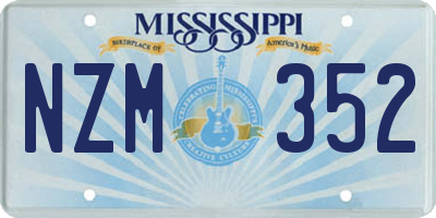 MS license plate NZM352