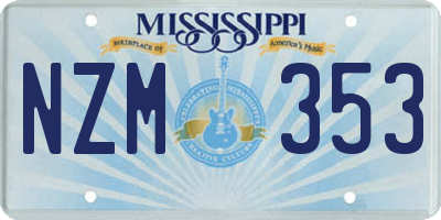 MS license plate NZM353