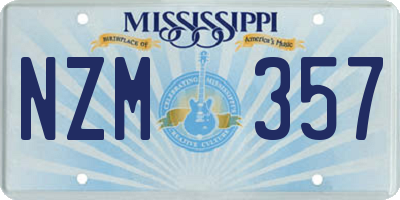 MS license plate NZM357