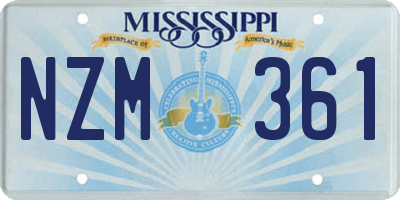 MS license plate NZM361