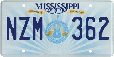 MS license plate NZM362