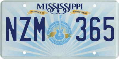 MS license plate NZM365