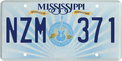 MS license plate NZM371