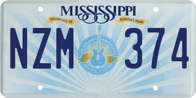 MS license plate NZM374