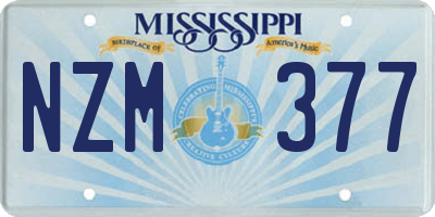 MS license plate NZM377