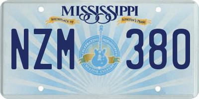 MS license plate NZM380