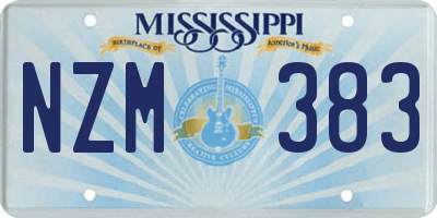 MS license plate NZM383