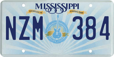 MS license plate NZM384