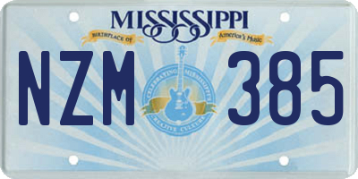 MS license plate NZM385