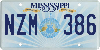 MS license plate NZM386
