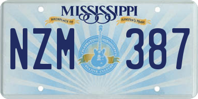 MS license plate NZM387
