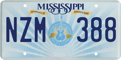 MS license plate NZM388