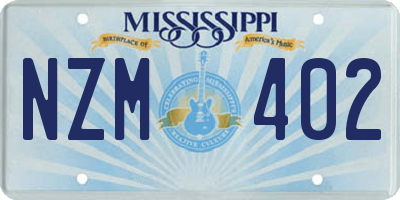 MS license plate NZM402