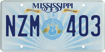 MS license plate NZM403