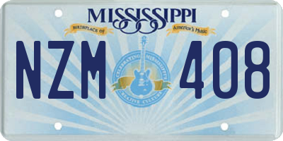 MS license plate NZM408
