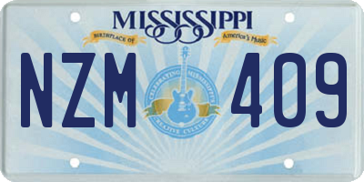 MS license plate NZM409