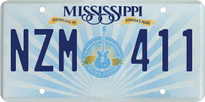MS license plate NZM411