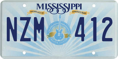 MS license plate NZM412