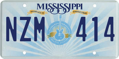 MS license plate NZM414
