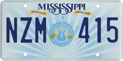 MS license plate NZM415