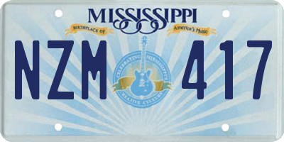 MS license plate NZM417