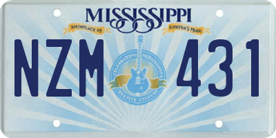 MS license plate NZM431