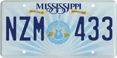 MS license plate NZM433