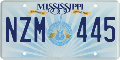 MS license plate NZM445
