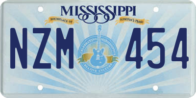 MS license plate NZM454