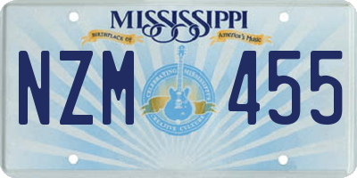 MS license plate NZM455