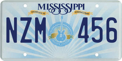 MS license plate NZM456