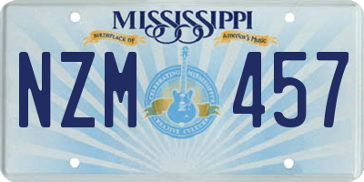 MS license plate NZM457