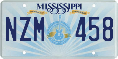 MS license plate NZM458