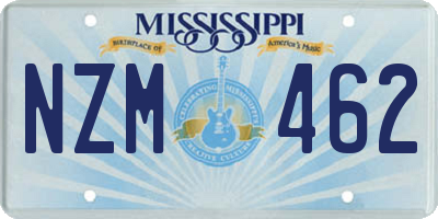 MS license plate NZM462
