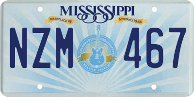 MS license plate NZM467