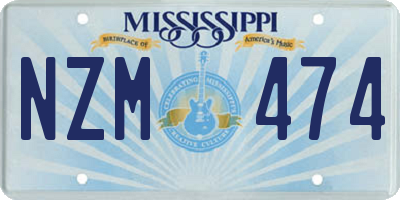 MS license plate NZM474