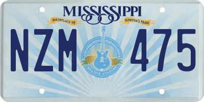 MS license plate NZM475