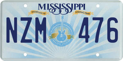 MS license plate NZM476