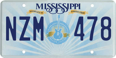 MS license plate NZM478