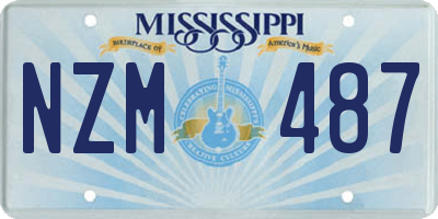MS license plate NZM487